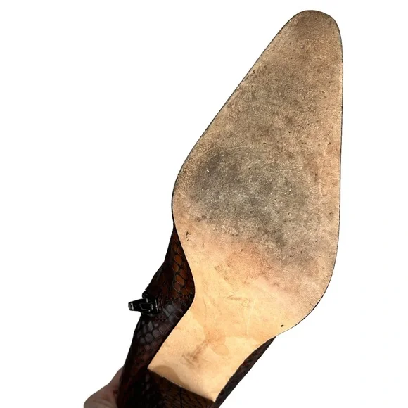 Sacha London Women’s Leather Metallic Copper Reptile Textured Ankle Boots 7B - Picture 12 of 16